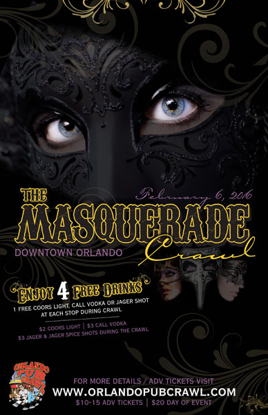 Masquerade Pub Crawl Event Poster